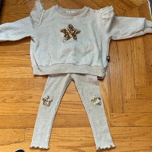 Petite Hailey - Gold Star Sweater and Leggings Set